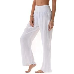 Lotus and Luna Cotton Gauze Wide Leg Lounge Pants Size Large Breathable Beach